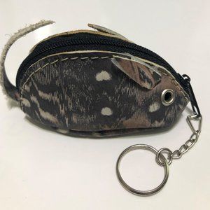Genuine Leather Change Purse - Handmade - Mouse on a Keychain